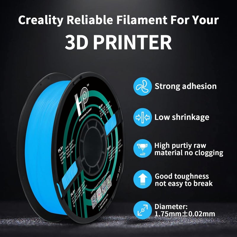 HP3DF Glow in The Dark PLA Filament, 3D Printer Filament, PLA Filament 1.75mm Dimensional Accuracy +/- 0.02mm, 1KG Spool (2.2 lbs), Fit Most FDM Printer (Glow Blue) - Image 3